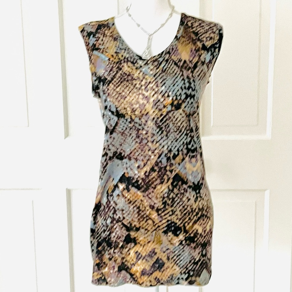 Blumarine cashmere silk black blue print sleeveless sweaterqq